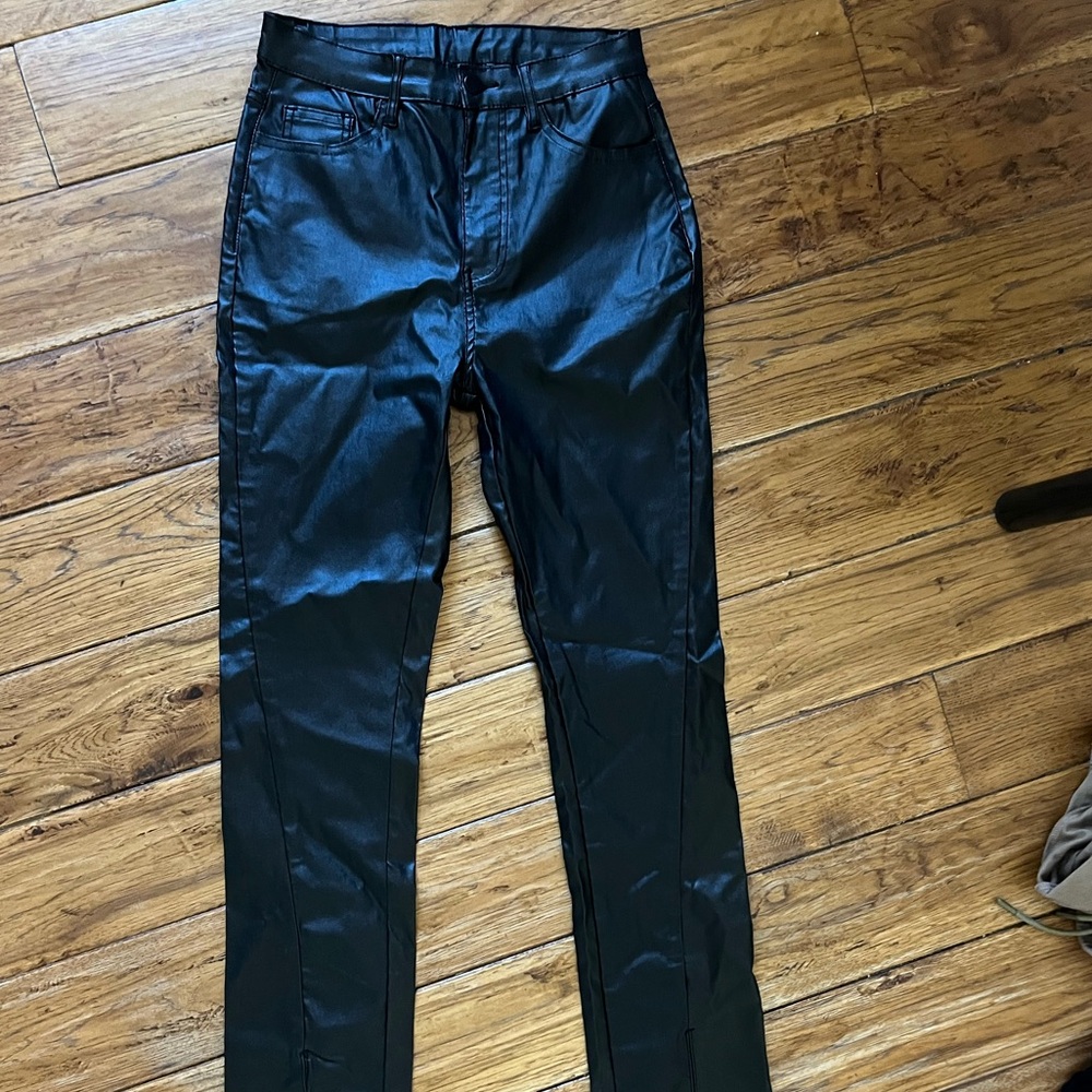 Leather pants with a slip on both pant legs